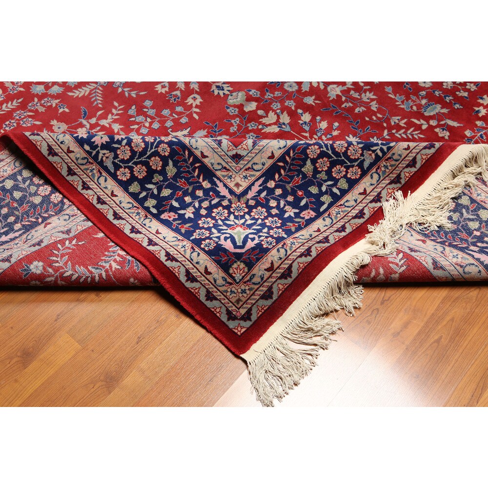 Hand-knotted Indian Tabriz Multicolor Wool Area Rug (9' x 12') - 9' x 12'