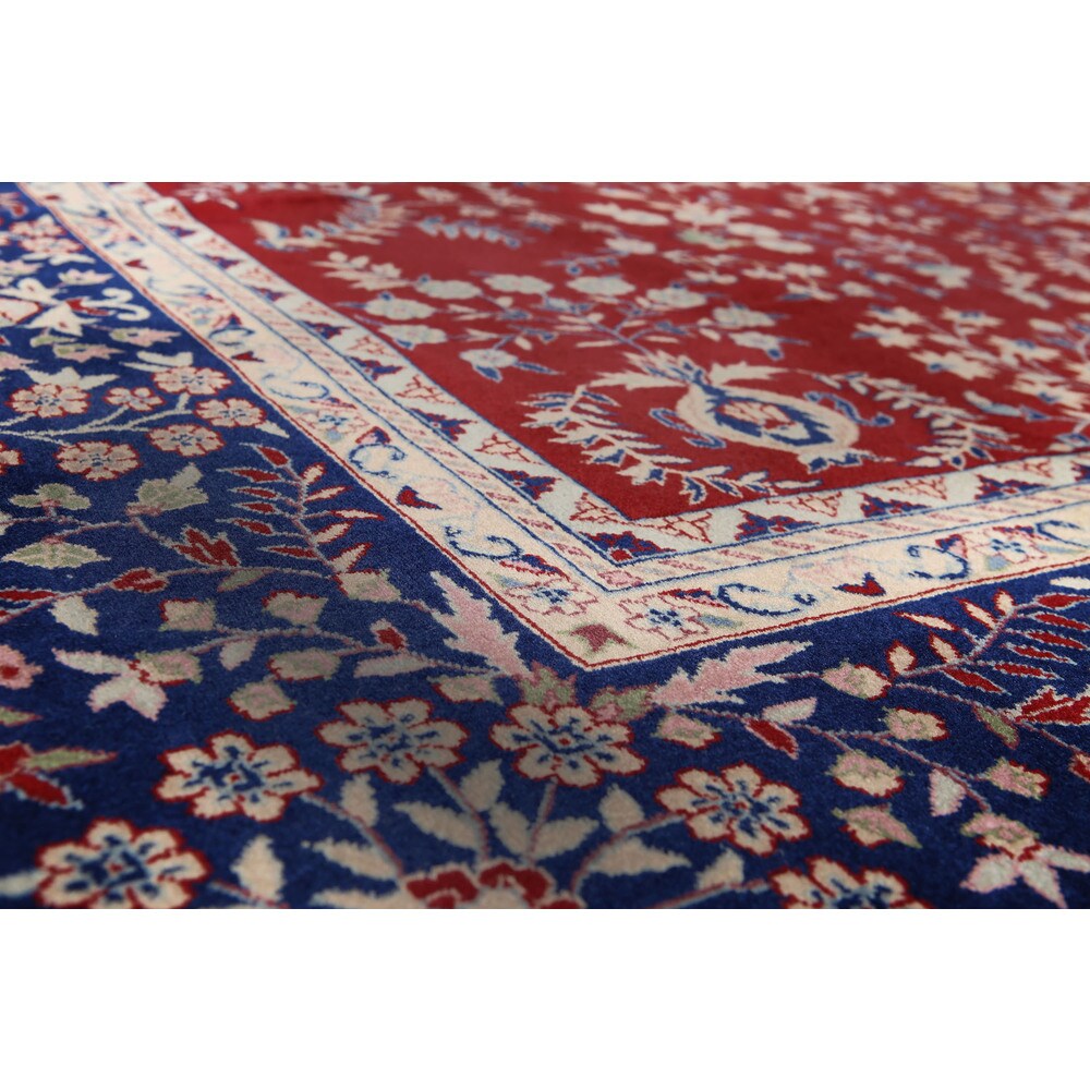 Hand-knotted Indian Tabriz Multicolor Wool Area Rug (9' x 12') - 9' x 12'