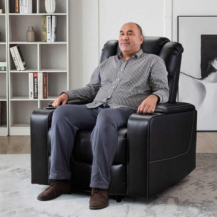 Breathable Leather Home Theater Seating with with USB Ports and Cup Holders