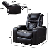 Breathable Leather Home Theater Seating with with USB Ports and Cup Holders