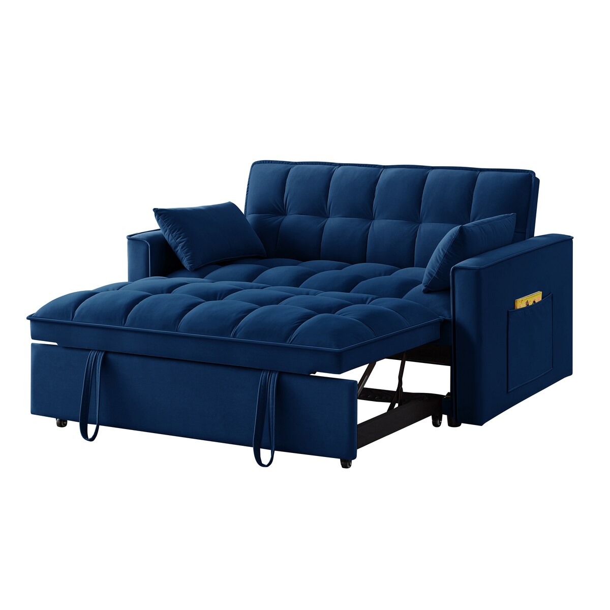 Multi-Function Tufted Pull-out Sofa Bed with Adjustable Backrest and Pillows, Convertible Loveseat Sofa Couch