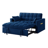 Multi-Function Tufted Pull-out Sofa Bed with Adjustable Backrest and Pillows, Convertible Loveseat Sofa Couch