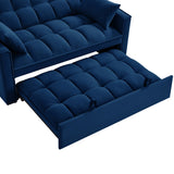 Multi-Function Tufted Pull-out Sofa Bed with Adjustable Backrest and Pillows, Convertible Loveseat Sofa Couch