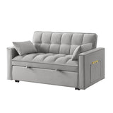 Multi-Function Tufted Pull-out Sofa Bed with Adjustable Backrest and Pillows, Convertible Loveseat Sofa Couch