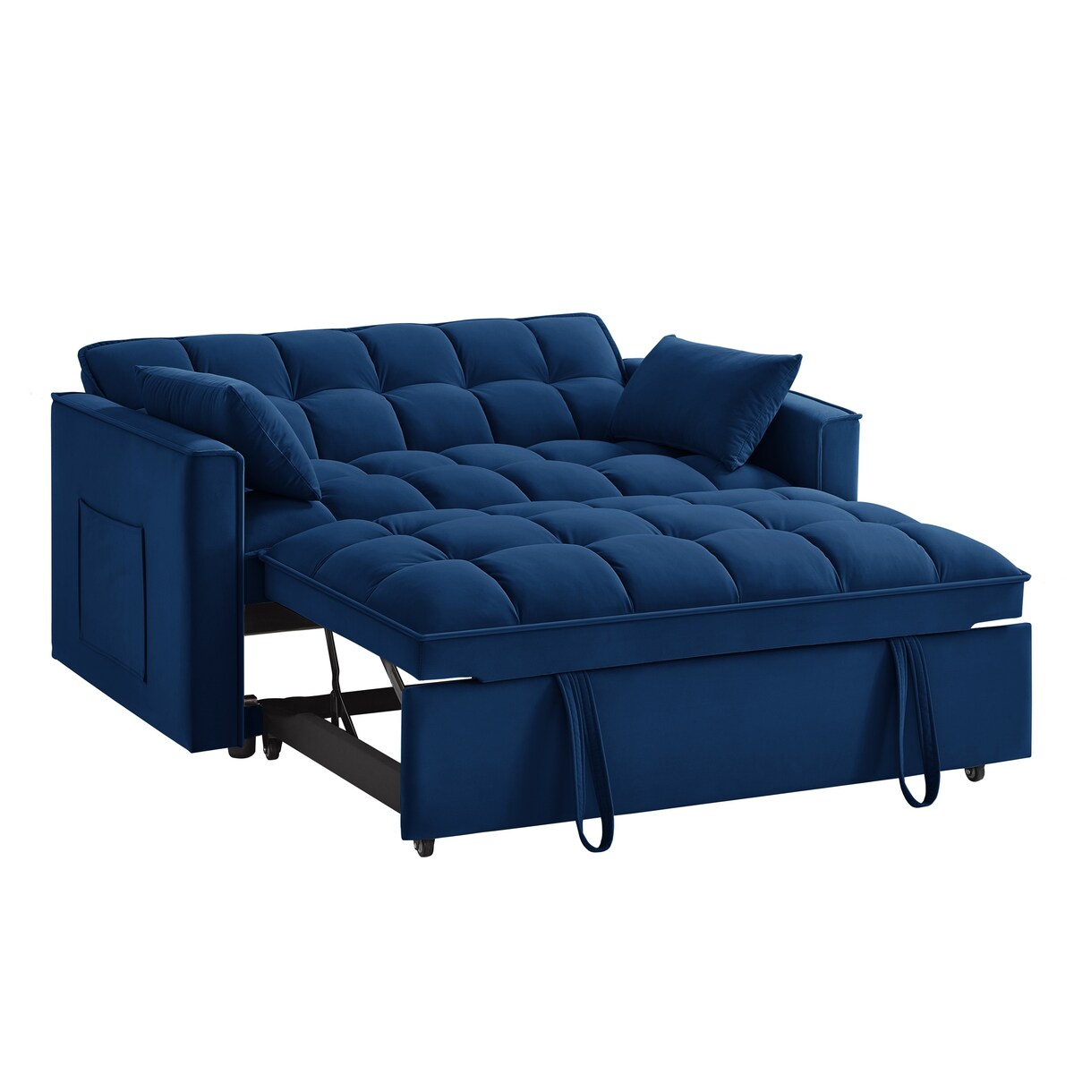Multi-Function Tufted Pull-out Sofa Bed with Adjustable Backrest and Pillows, Convertible Loveseat Sofa Couch