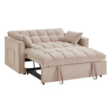 Multi-Function Tufted Pull-out Sofa Bed with Adjustable Backrest and Pillows, Convertible Loveseat Sofa Couch