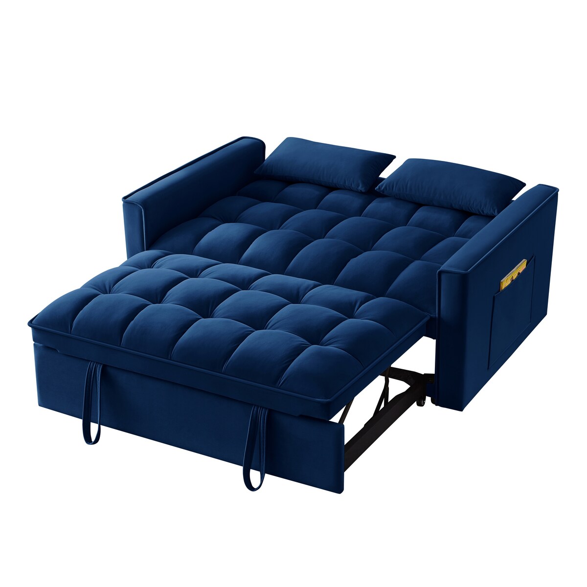 Multi-Function Tufted Pull-out Sofa Bed with Adjustable Backrest and Pillows, Convertible Loveseat Sofa Couch
