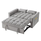 Multi-Function Tufted Pull-out Sofa Bed with Adjustable Backrest and Pillows, Convertible Loveseat Sofa Couch