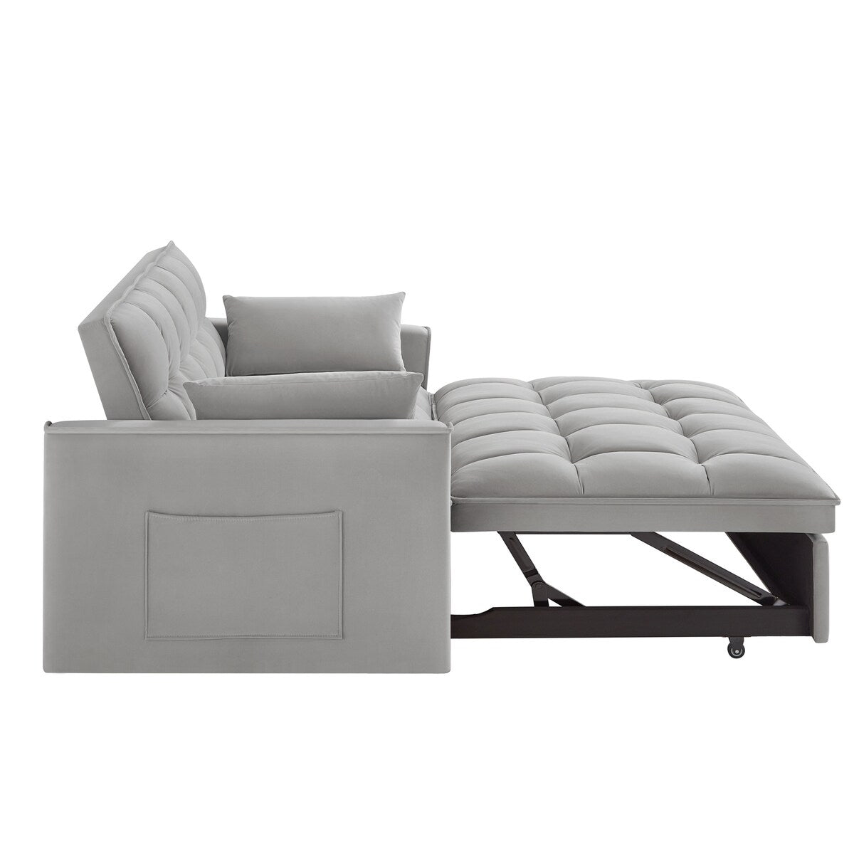 Multi-Function Tufted Pull-out Sofa Bed with Adjustable Backrest and Pillows, Convertible Loveseat Sofa Couch