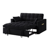 Multi-Function Tufted Pull-out Sofa Bed with Adjustable Backrest and Pillows, Convertible Loveseat Sofa Couch