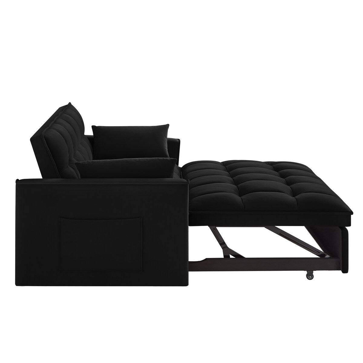 Multi-Function Tufted Pull-out Sofa Bed with Adjustable Backrest and Pillows, Convertible Loveseat Sofa Couch