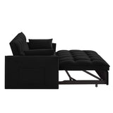 Multi-Function Tufted Pull-out Sofa Bed with Adjustable Backrest and Pillows, Convertible Loveseat Sofa Couch