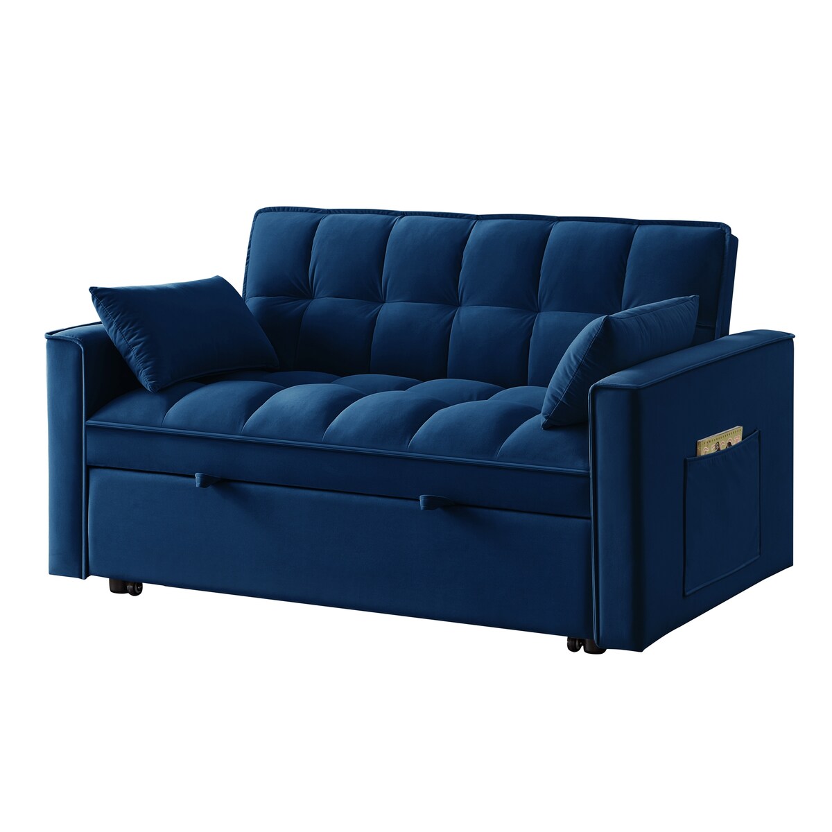 Multi-Function Tufted Pull-out Sofa Bed with Adjustable Backrest and Pillows, Convertible Loveseat Sofa Couch