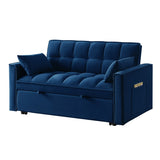 Multi-Function Tufted Pull-out Sofa Bed with Adjustable Backrest and Pillows, Convertible Loveseat Sofa Couch
