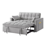 Multi-Function Tufted Pull-out Sofa Bed with Adjustable Backrest and Pillows, Convertible Loveseat Sofa Couch