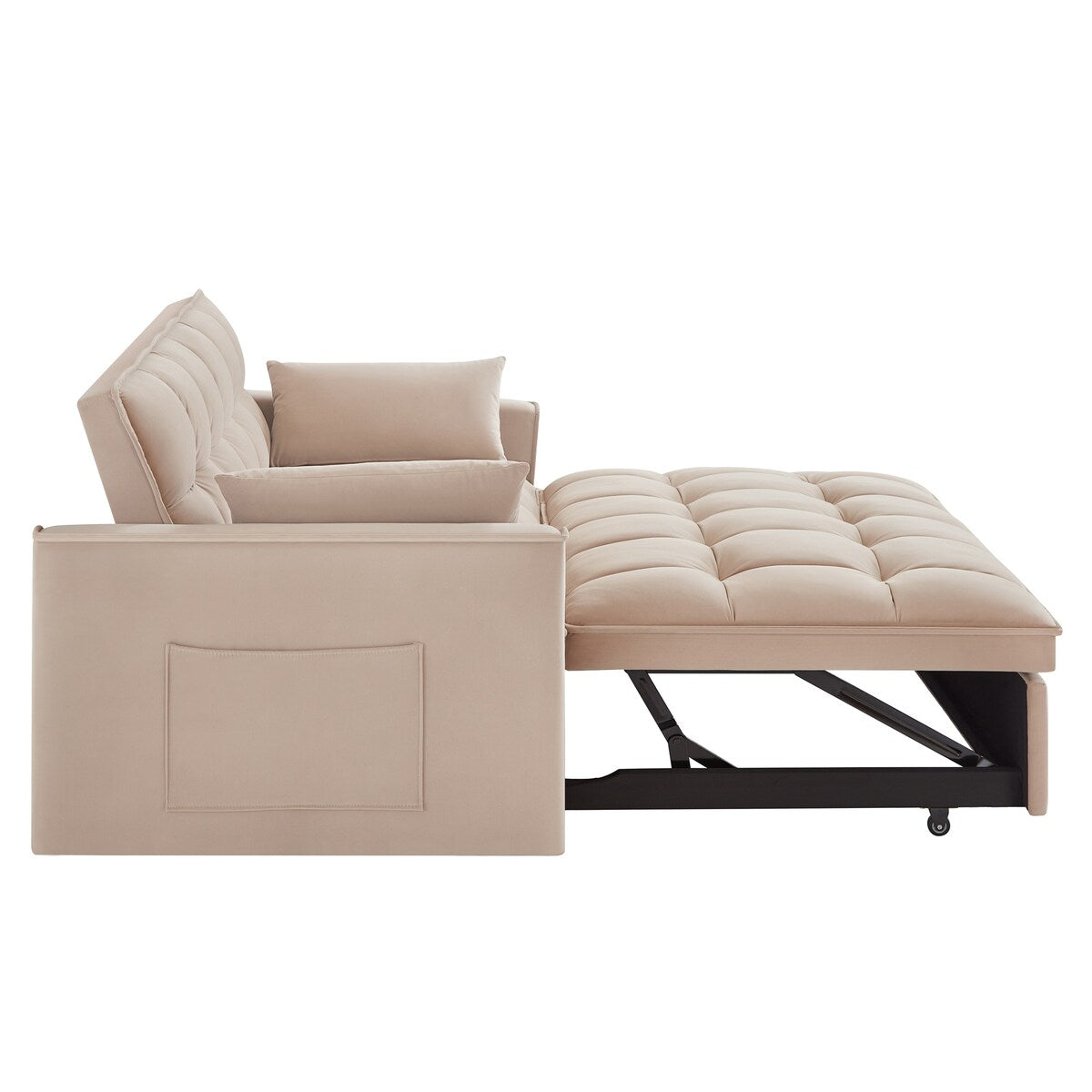 Multi-Function Tufted Pull-out Sofa Bed with Adjustable Backrest and Pillows, Convertible Loveseat Sofa Couch