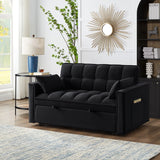 Multi-Function Tufted Pull-out Sofa Bed with Adjustable Backrest and Pillows, Convertible Loveseat Sofa Couch