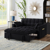 Multi-Function Tufted Pull-out Sofa Bed with Adjustable Backrest and Pillows, Convertible Loveseat Sofa Couch