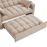 Multi-Function Tufted Pull-out Sofa Bed with Adjustable Backrest and Pillows, Convertible Loveseat Sofa Couch