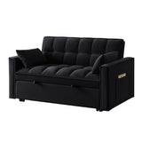 Multi-Function Tufted Pull-out Sofa Bed with Adjustable Backrest and Pillows, Convertible Loveseat Sofa Couch