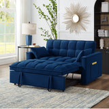 Multi-Function Tufted Pull-out Sofa Bed with Adjustable Backrest and Pillows, Convertible Loveseat Sofa Couch