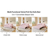 Multi-Functional 70" Queen Pull Out Sofa Bed, Convertible Sleeper Sofa with 2 Pillows