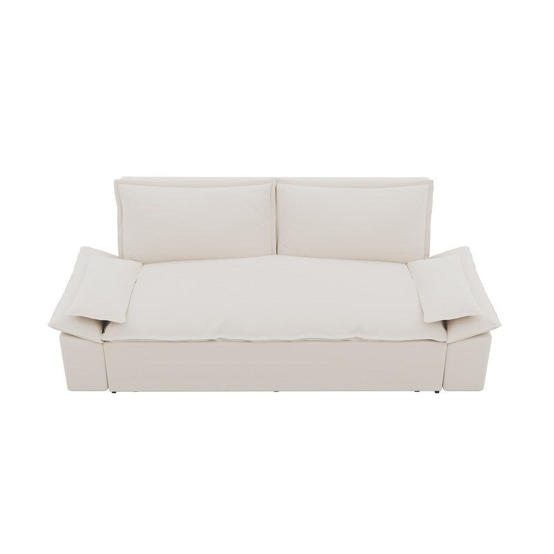 Multi-Functional 70" Queen Pull Out Sofa Bed, Convertible Sleeper Sofa with 2 Pillows