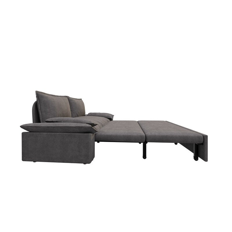 Multi-Functional 70" Queen Pull Out Sofa Bed, Convertible Sleeper Sofa with 2 Pillows