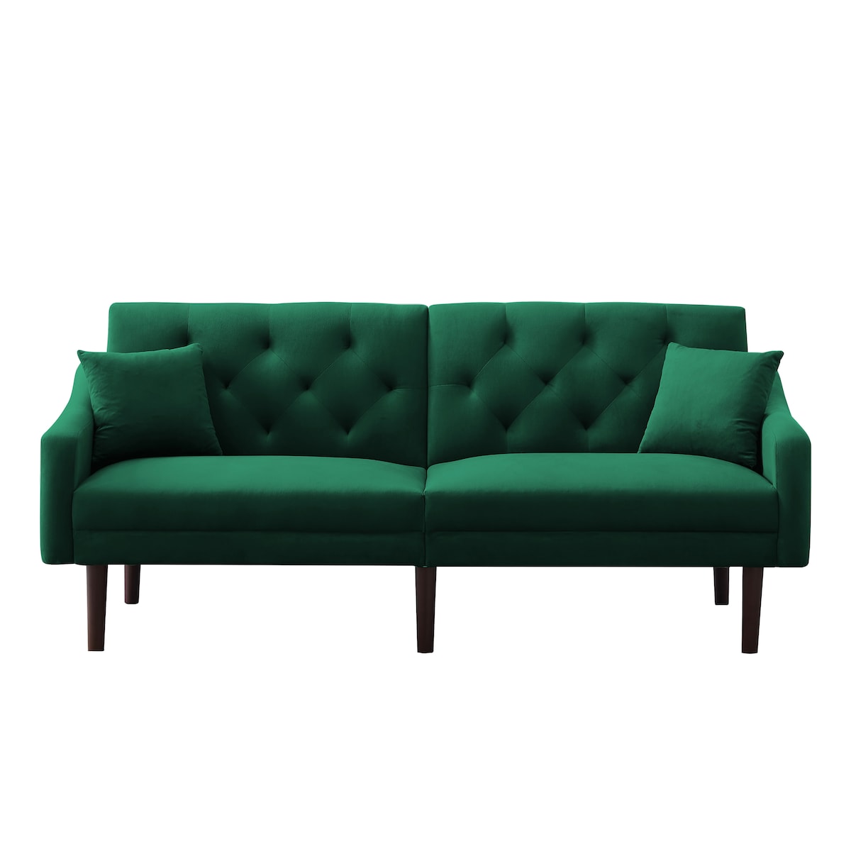 Multi-Functional Design Loveseat Sofa Velvet Upholstered Convertible Futon Sofa Sleeper Backrest Adjusting with 2 Pillows