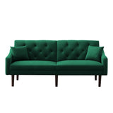 Multi-Functional Design Loveseat Sofa Velvet Upholstered Convertible Futon Sofa Sleeper Backrest Adjusting with 2 Pillows