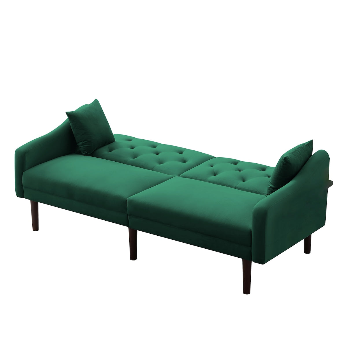 Multi-Functional Design Loveseat Sofa Velvet Upholstered Convertible Futon Sofa Sleeper Backrest Adjusting with 2 Pillows