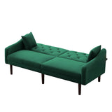 Multi-Functional Design Loveseat Sofa Velvet Upholstered Convertible Futon Sofa Sleeper Backrest Adjusting with 2 Pillows