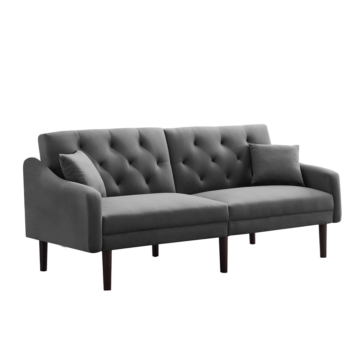 Multi-Functional Design Loveseat Sofa Velvet Upholstered Convertible Futon Sofa Sleeper Backrest Adjusting with 2 Pillows