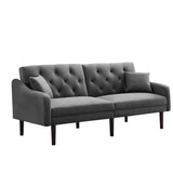 Multi-Functional Design Loveseat Sofa Velvet Upholstered Convertible Futon Sofa Sleeper Backrest Adjusting with 2 Pillows
