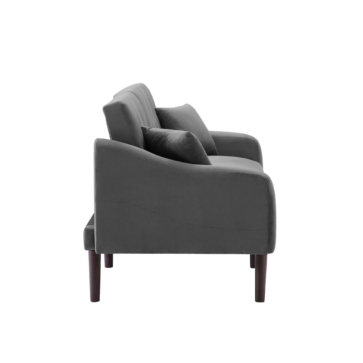 Multi-Functional Design Loveseat Sofa Velvet Upholstered Convertible Futon Sofa Sleeper Backrest Adjusting with 2 Pillows