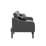 Multi-Functional Design Loveseat Sofa Velvet Upholstered Convertible Futon Sofa Sleeper Backrest Adjusting with 2 Pillows