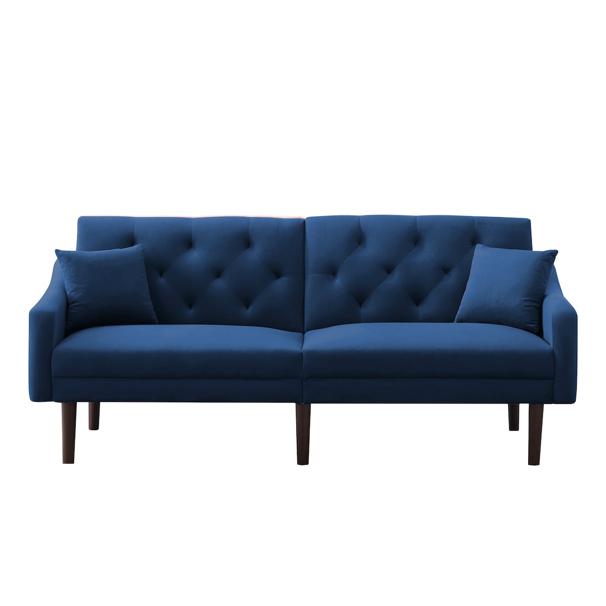Multi-Functional Design Loveseat Sofa Velvet Upholstered Convertible Futon Sofa Sleeper Backrest Adjusting with 2 Pillows