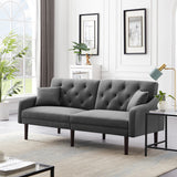 Multi-Functional Design Loveseat Sofa Velvet Upholstered Convertible Futon Sofa Sleeper Backrest Adjusting with 2 Pillows