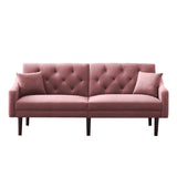 Multi-Functional Design Loveseat Sofa Velvet Upholstered Convertible Futon Sofa Sleeper Backrest Adjusting with 2 Pillows