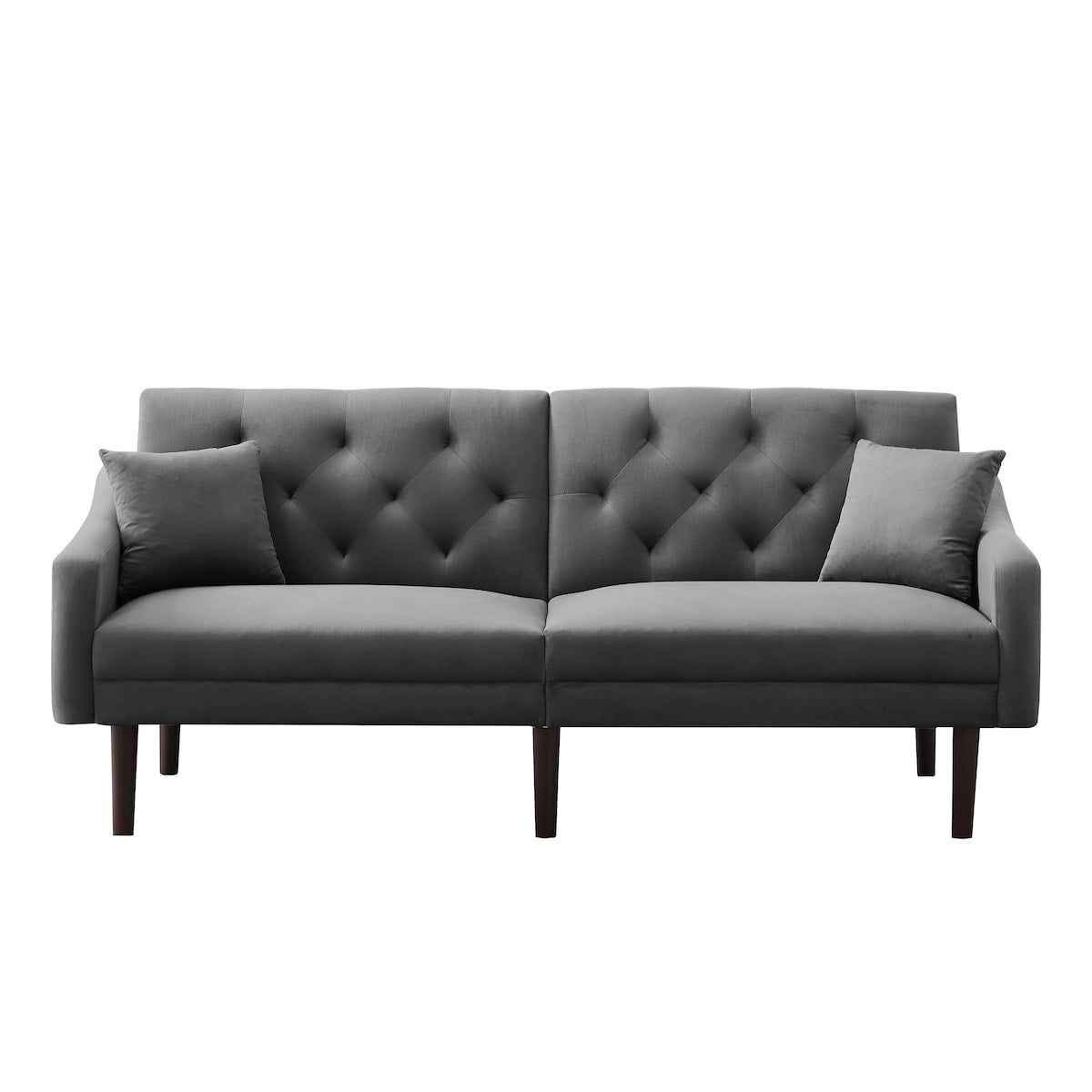 Multi-Functional Design Loveseat Sofa Velvet Upholstered Convertible Futon Sofa Sleeper Backrest Adjusting with 2 Pillows