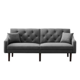 Multi-Functional Design Loveseat Sofa Velvet Upholstered Convertible Futon Sofa Sleeper Backrest Adjusting with 2 Pillows