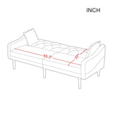 Multi-Functional Design Loveseat Sofa Velvet Upholstered Convertible Futon Sofa Sleeper Backrest Adjusting with 2 Pillows