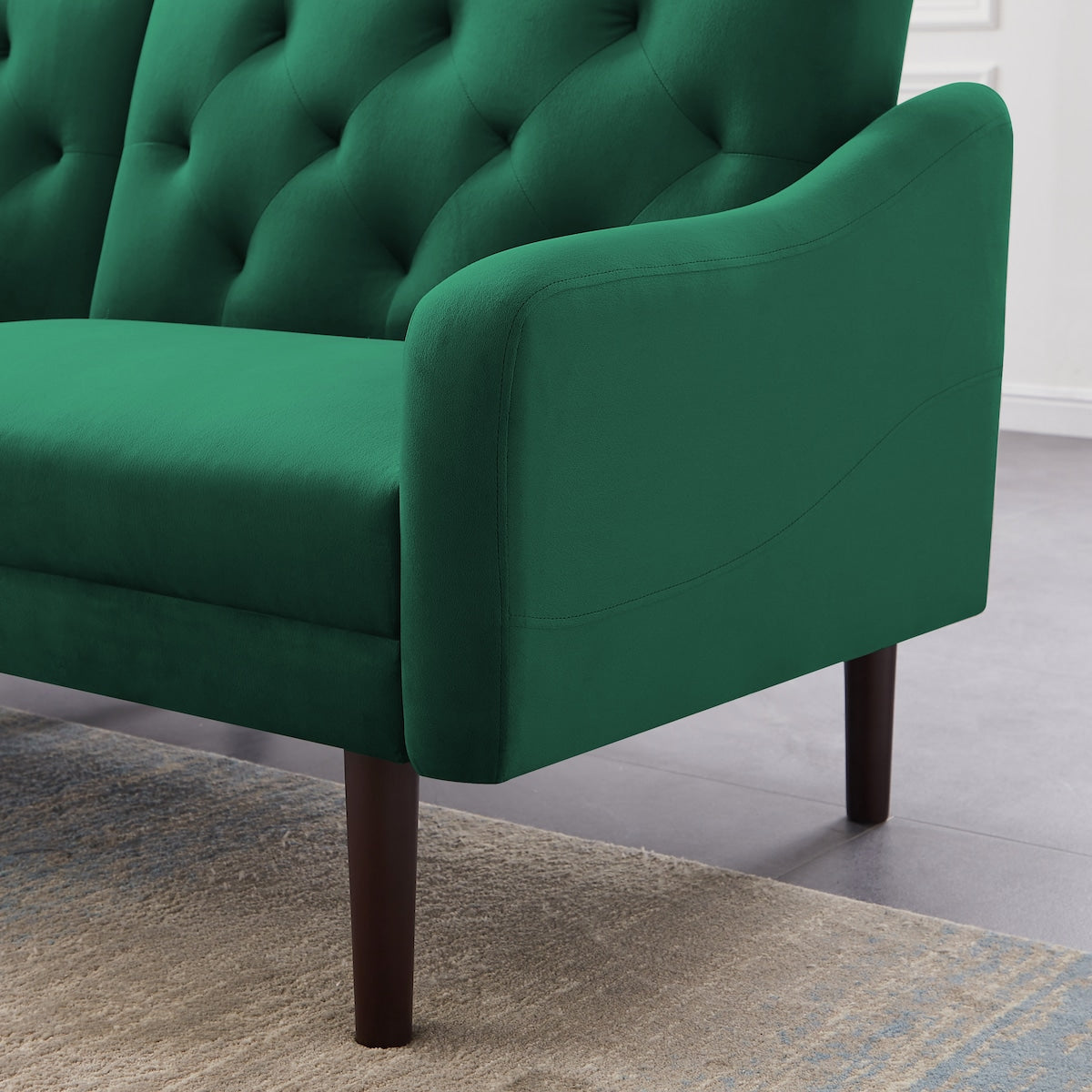 Multi-Functional Design Loveseat Sofa Velvet Upholstered Convertible Futon Sofa Sleeper Backrest Adjusting with 2 Pillows