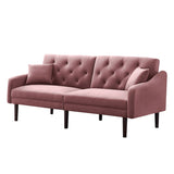 Multi-Functional Design Loveseat Sofa Velvet Upholstered Convertible Futon Sofa Sleeper Backrest Adjusting with 2 Pillows