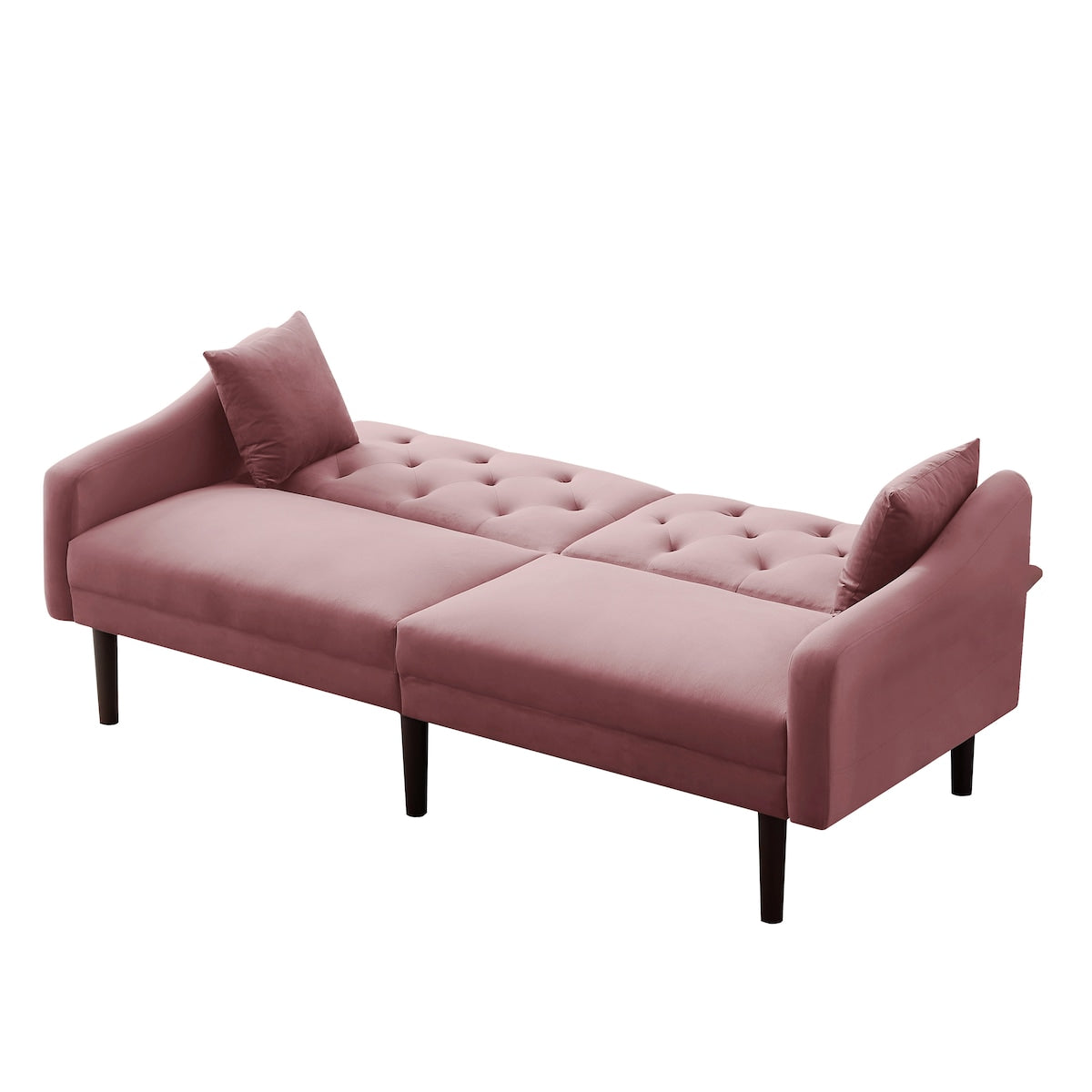 Multi-Functional Design Loveseat Sofa Velvet Upholstered Convertible Futon Sofa Sleeper Backrest Adjusting with 2 Pillows