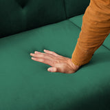 Multi-Functional Design Loveseat Sofa Velvet Upholstered Convertible Futon Sofa Sleeper Backrest Adjusting with 2 Pillows