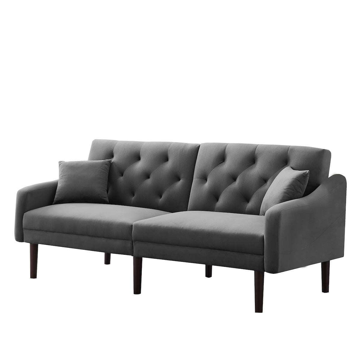 Multi-Functional Design Loveseat Sofa Velvet Upholstered Convertible Futon Sofa Sleeper Backrest Adjusting with 2 Pillows