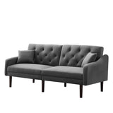 Multi-Functional Design Loveseat Sofa Velvet Upholstered Convertible Futon Sofa Sleeper Backrest Adjusting with 2 Pillows