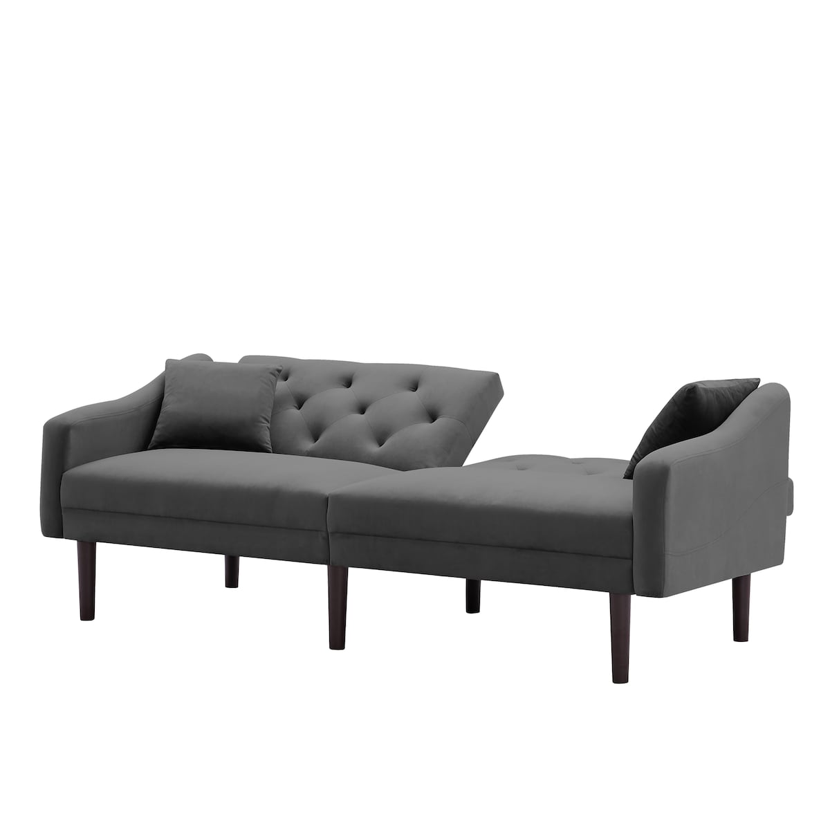 Multi-Functional Design Loveseat Sofa Velvet Upholstered Convertible Futon Sofa Sleeper Backrest Adjusting with 2 Pillows