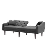Multi-Functional Design Loveseat Sofa Velvet Upholstered Convertible Futon Sofa Sleeper Backrest Adjusting with 2 Pillows